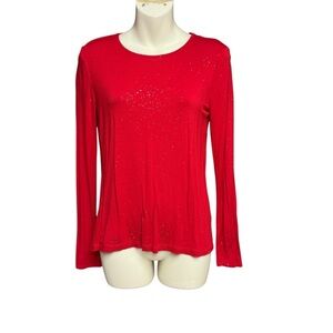 Celebrate Together XS Red Long Sleeve Women's Top sparkles galore